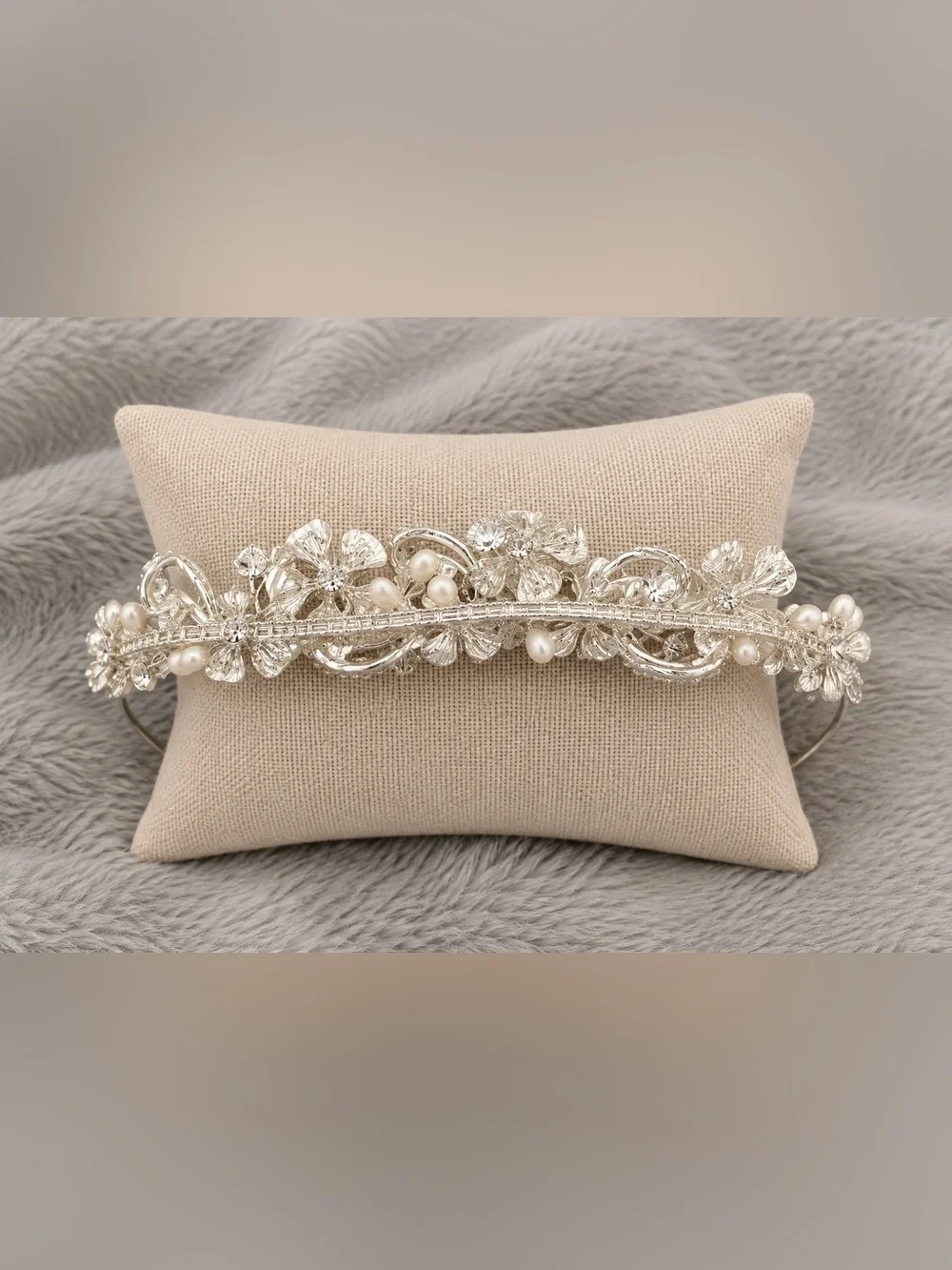 Vintage-Inspired Silver Rhinestone Headband & Cuff Bracelet Set-Bridal, Wedding